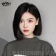 高档真假发女然短发发头套全自时尚 真中分一刀切蕾丝无痕彷真整顶