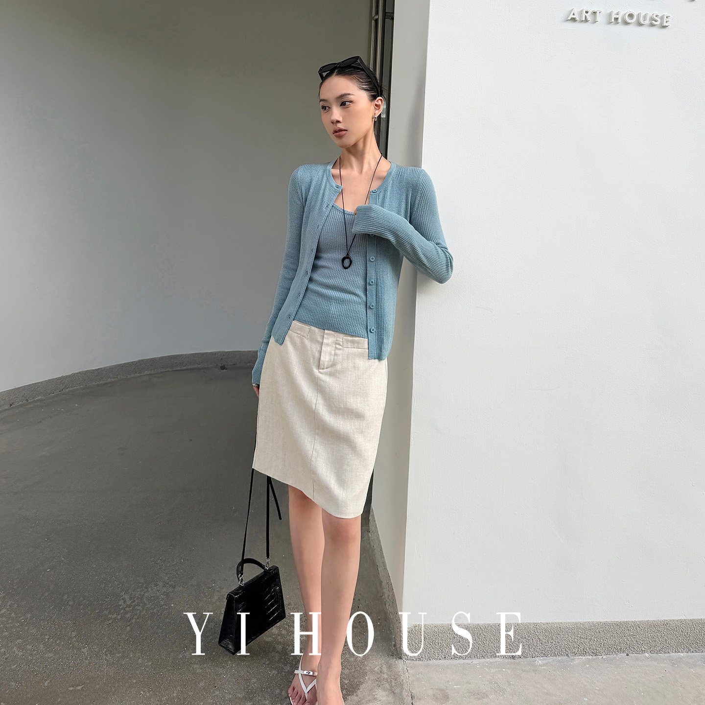 YIHOUSE韩系chic针织开衫套装