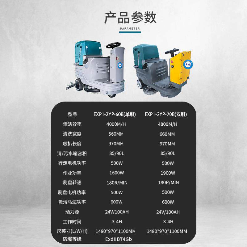 防爆洗机216工机业工厂酒店式商店驾地驶洗地车地面扫地拖地机