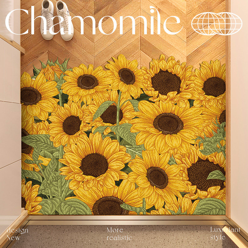 入户门皮革地垫进门油画向日葵门垫地毯pvc可擦免洗可剪裁玄关垫,居家布艺,入户地垫,淘宝优惠券,粉丝福利购,淘宝优惠卷