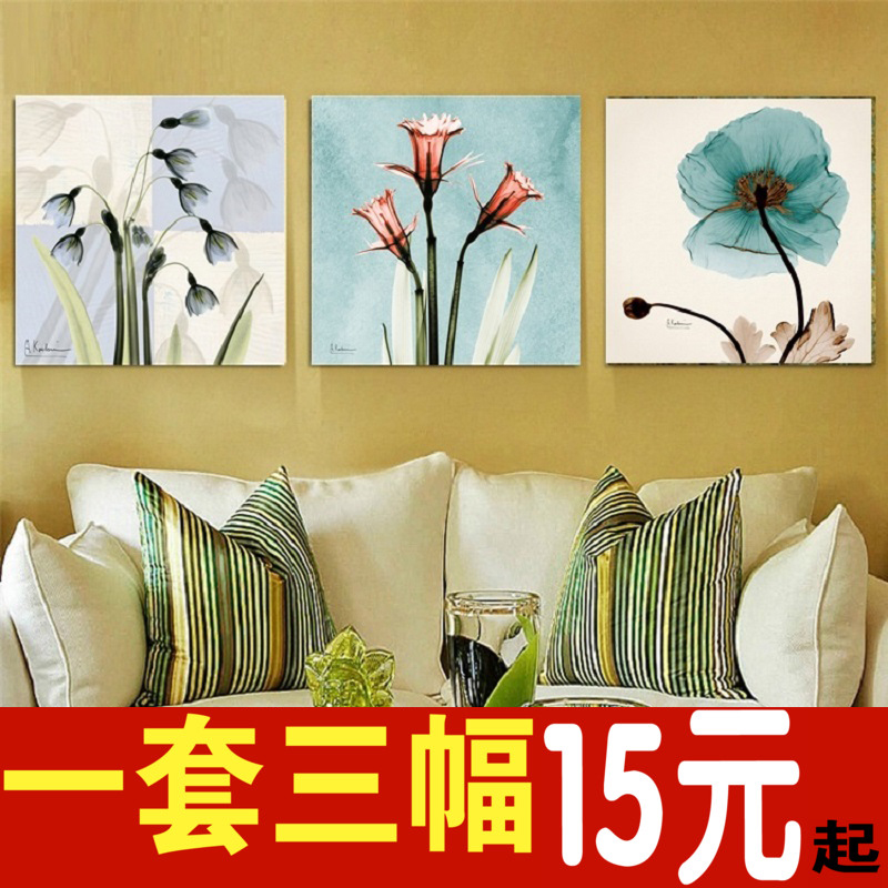 客厅装饰画 现代简约沙发背景墙挂画 卧室壁画餐厅无框画透明花