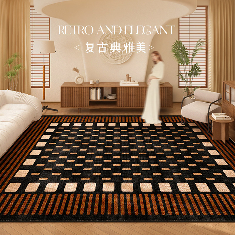 中古复古美拉德地毯客厅2024新款沙发茶几防水免打理卧室加厚地垫,居家布艺,地毯,淘宝优惠券,粉丝福利购,淘宝优惠卷