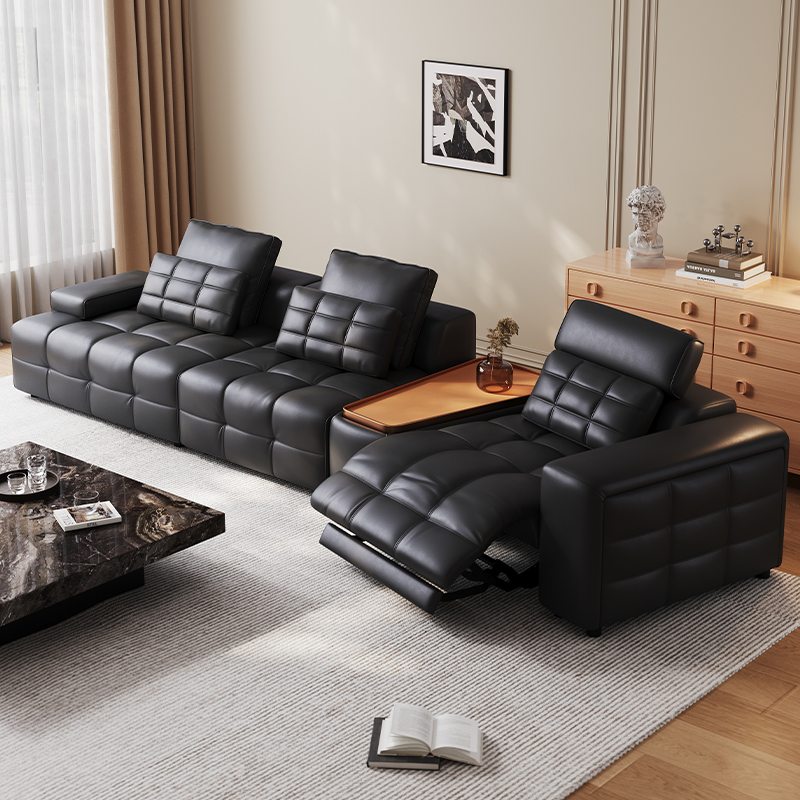 劳伦斯真皮沙发客厅意式极简设计师别墅大户型多功能电动直排沙发