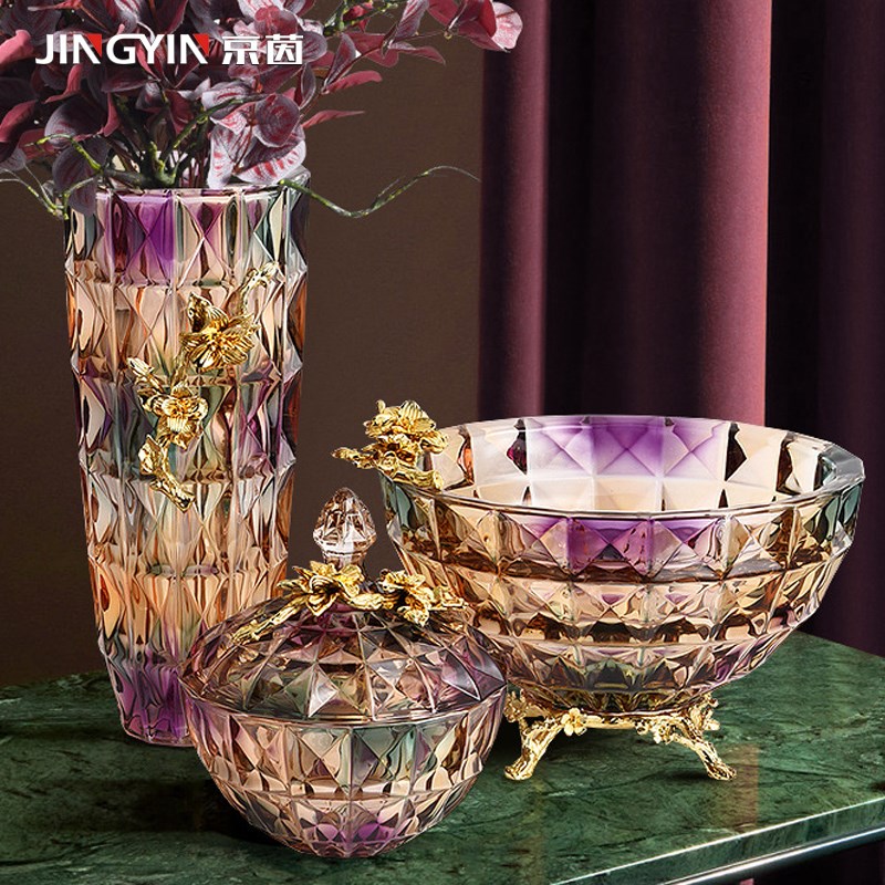 水晶玻璃果盘摆件欧式水果盘装饰客厅茶几餐桌零食盘新家乔迁送礼