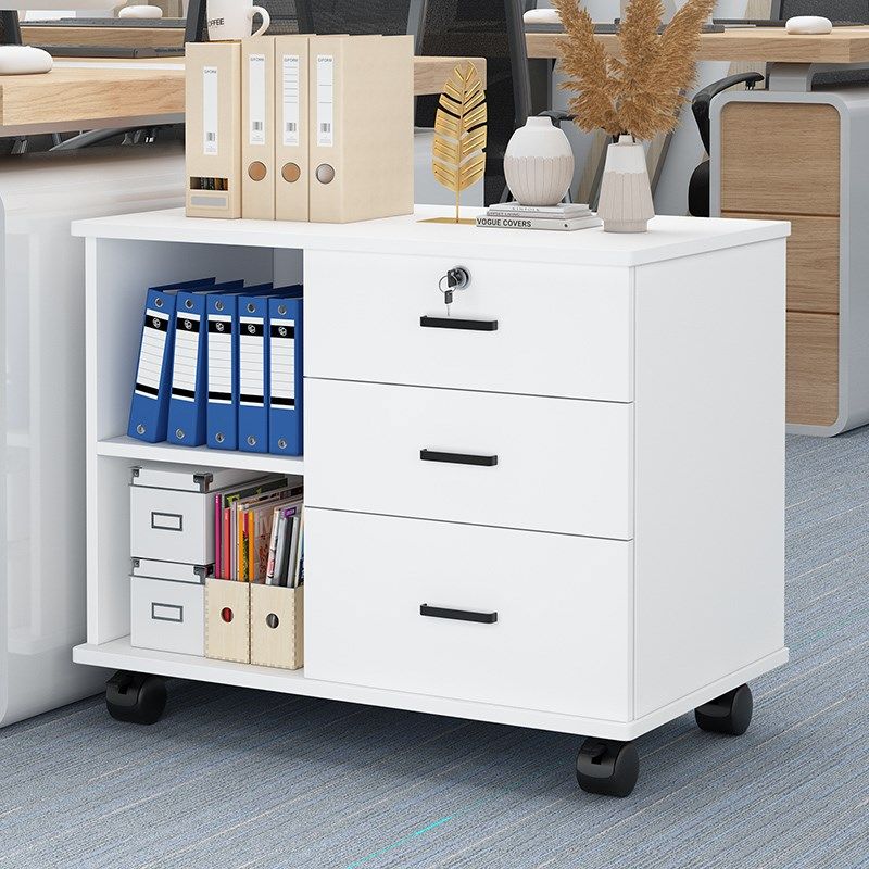 免安装办公室小柜子木质带锁抽屉柜移动收纳柜带轮桌下矮柜储物柜