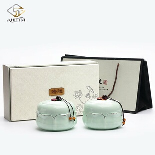茶叶罐陶瓷茶叶包装礼盒新款通用半斤绿茶红茶中号密封罐双罐定制