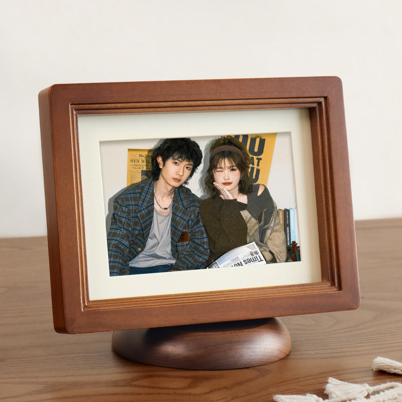 高级感相框摆台洗照片加打印做成相簿diy实木六七6寸7寸8定制挂墙
