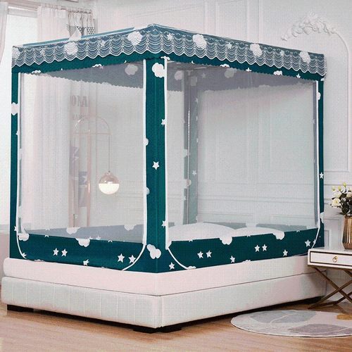 坐床式蒙古包蚊帐家用公主风遮光床帘一体式1.8m床全封闭拉链防尘