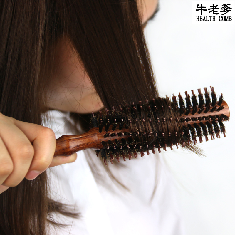 猪鬃毛梳卷发梳子内扣家用发廊专业吹造型梳直发梨花圆筒卷梳滚梳