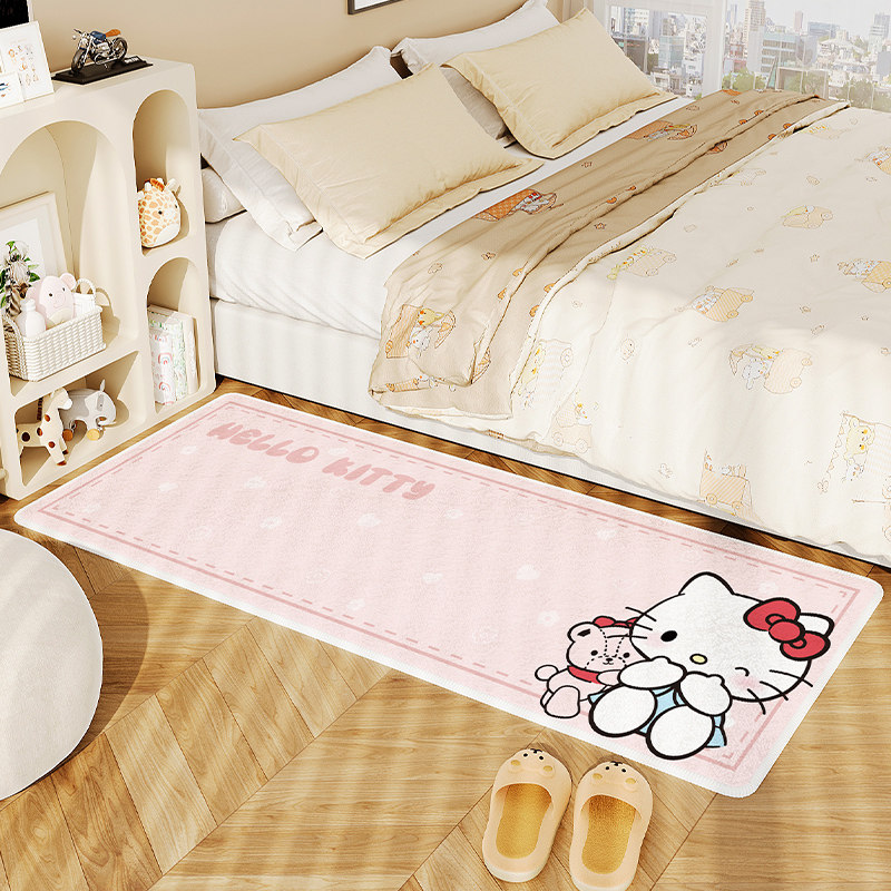 卡通地毯卧室床边毯儿童房长条床前地垫家用毛绒加厚客厅飘窗垫子