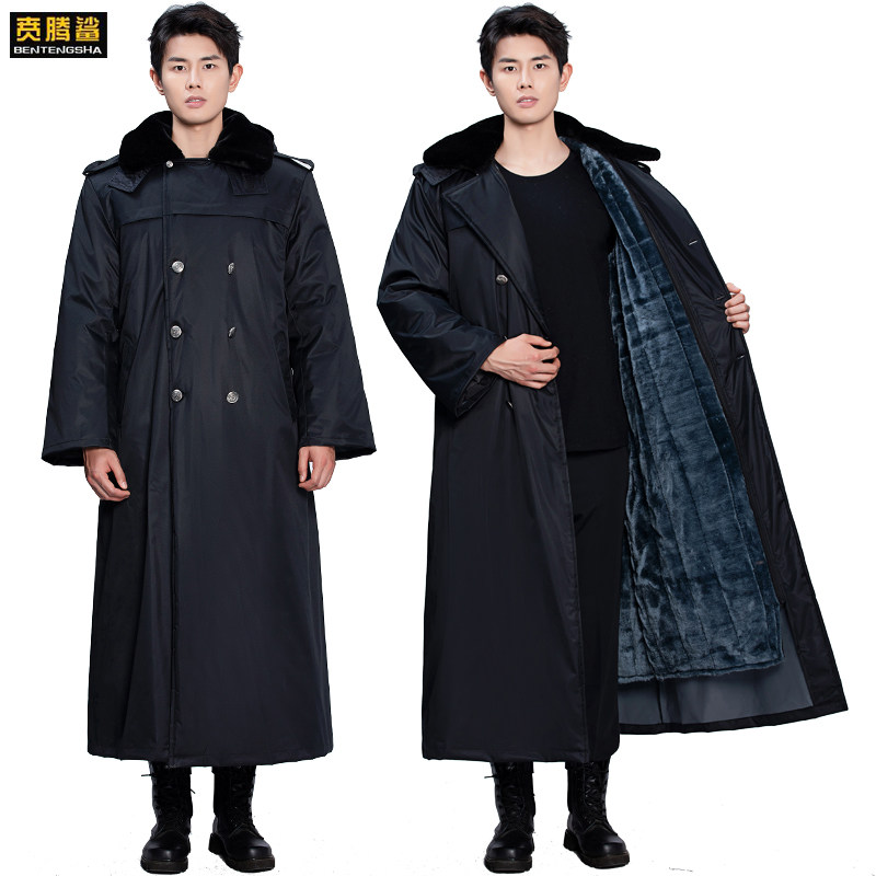 冬季加厚加绒长款军大衣男保安棉服军大棉袄冷库防寒棉服劳保棉衣