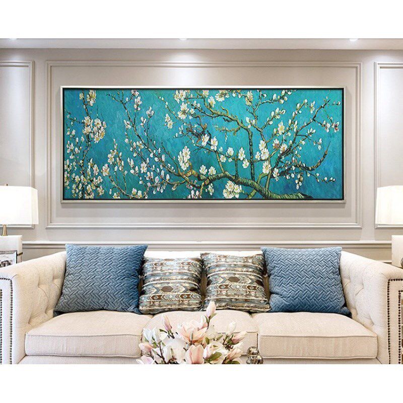 手绘油画梵高杏花世界名画客厅装饰画卧室牀头挂画饭厅手工画