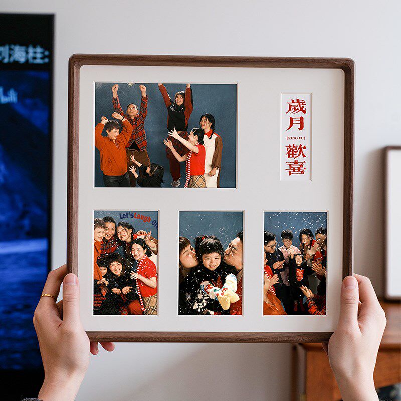 洗照片做成放大全家福实木相框打印照片挂墙diy定制装裱相片框