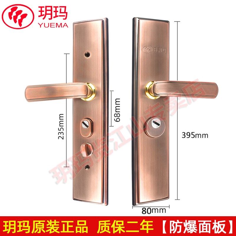 玥玛防盗门把手304不锈钢加厚防盗门面板 多功能防撬可调方向拉手