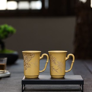 宜兴紫砂主人杯水杯清香&沁香对杯段泥120cc茶杯配