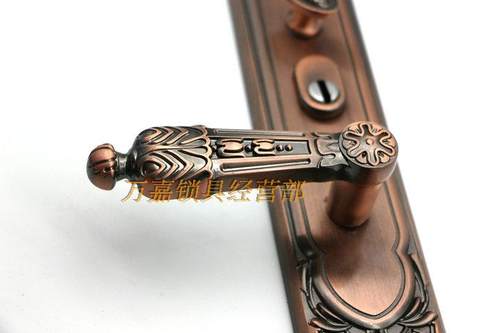 万嘉年年红大门红古铜拉手桃心火炬尖形铁门防盗门锌合金把手通用