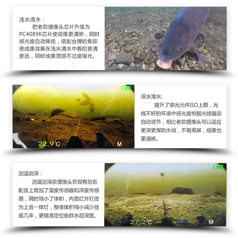 感温感深可视锚鱼摄像头蛟龙竹芯四模摄像头超高清锚鱼探鱼器探头