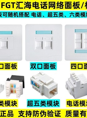 上海FGT汇海超五类六6类非屏蔽千兆RJ45网络模块单双四口网络面板
