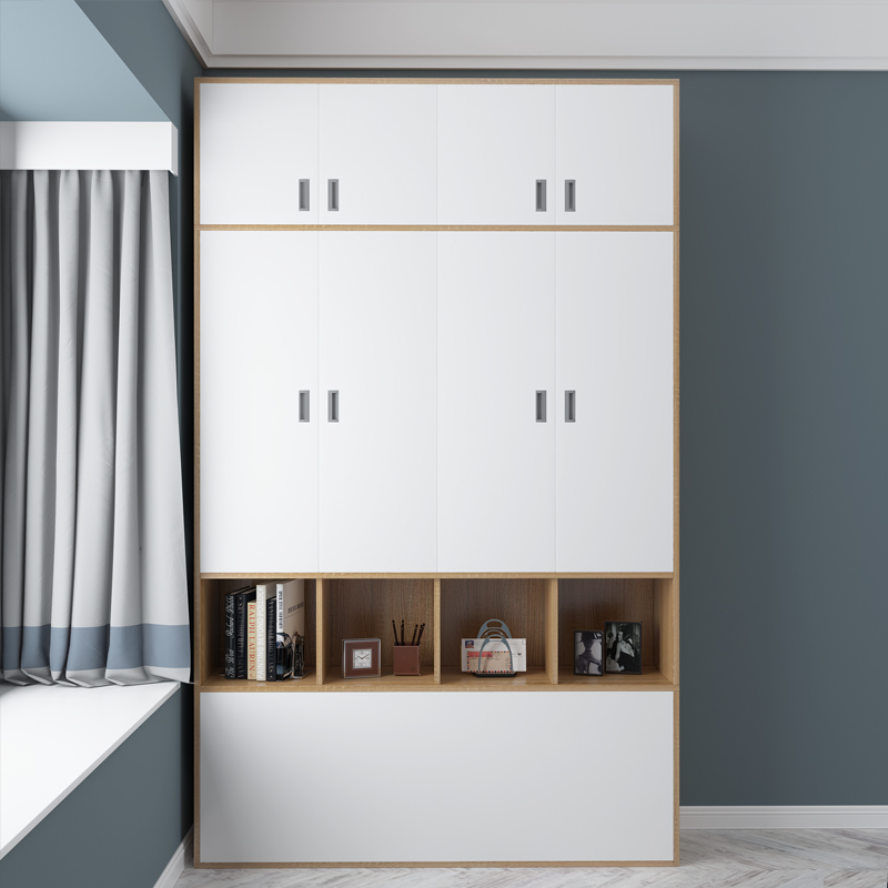 现代简约开门衣柜经济型4门家用卧室储物书柜整体衣橱四开门柜