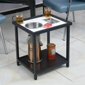 棋牌室专用茶几岩板麻将桌小边几麻将机室茶楼高档茶台双层茶水架