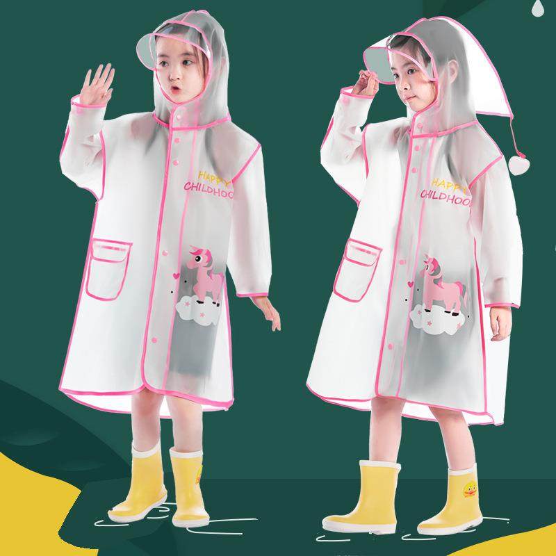 儿童雨衣EVA幼儿小学磨砂透明包边卡通兔子恐龙大帽带书包位雨披,居家日用,雨披/雨衣,淘宝优惠券,粉丝福利购,淘宝优惠卷