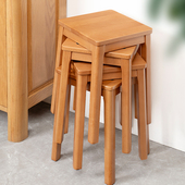 实木凳子家用可叠放舒适久坐餐桌客厅木头板凳书桌用方凳现代简约