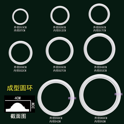 边框线圆形圆环背景墙PU平线欧式非石膏线墙面造型聚氨酯装饰线条