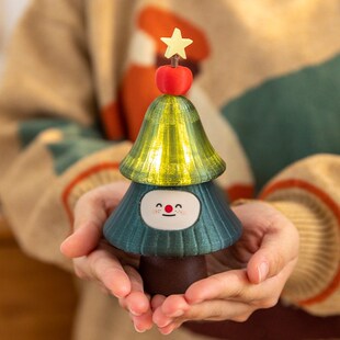 琉璃圣诞树彷玻璃质感可爱多巴胺桌面小圣诞树灯装饰发光摆件创意