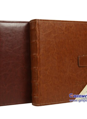 广美皮面搭扣4D4R过塑200张相册影集插页式相册宝宝成长记录相簿