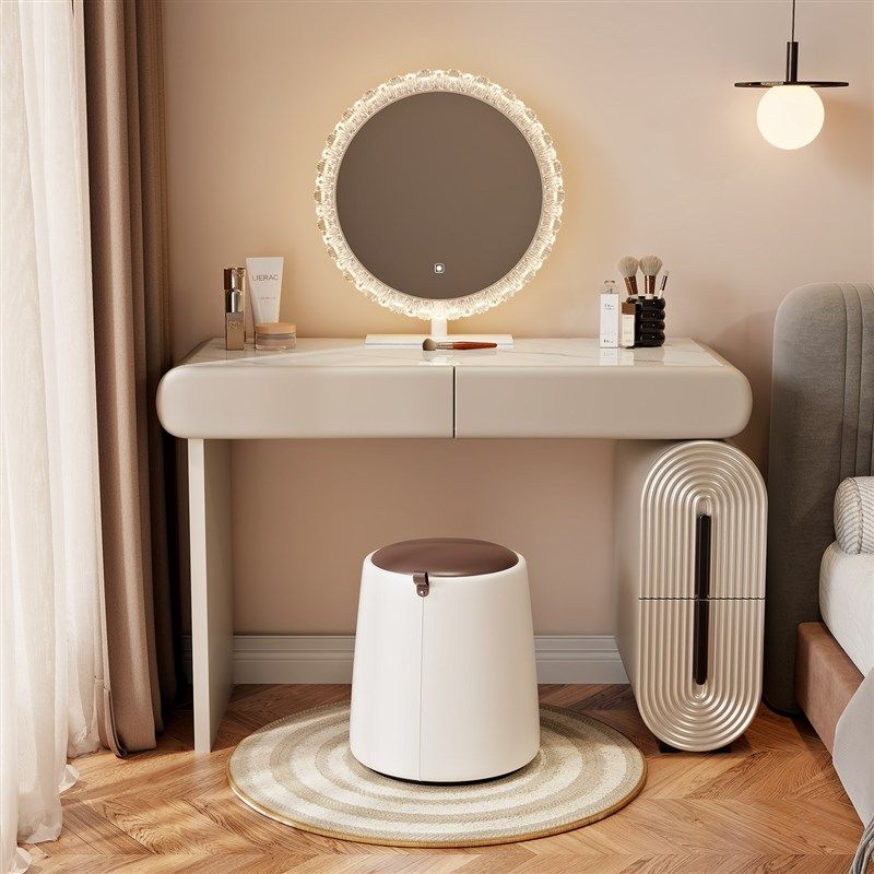 创意中古奶油风梳妆台斗柜一体现代简约小户型收纳柜化妆桌复古风,住宅家具,梳妆台/桌,淘宝优惠券,粉丝福利购,淘宝优惠卷