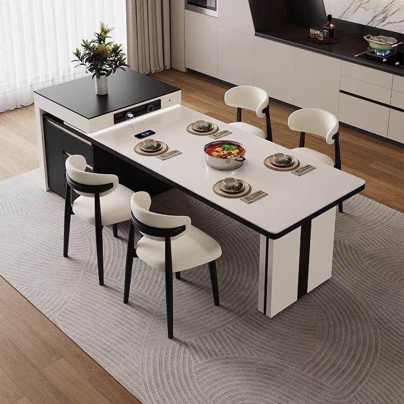 现代简约岩板岛台餐桌家用小户型一体可伸缩饭桌多功能办公实木桌,住宅家具,岩板餐桌,淘宝优惠券,粉丝福利购,淘宝优惠卷