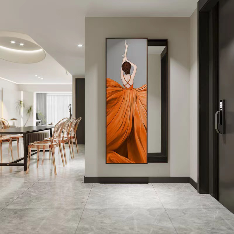 少女欧式隐藏式镜子全身镜推拉卧室试衣镜悬挂家用隐形壁挂穿衣镜