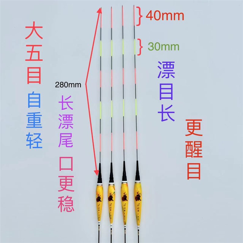 永祥青 大五目电子漂(不能自立)无铅漂跑铅漂灵顿漂水无影夜光漂