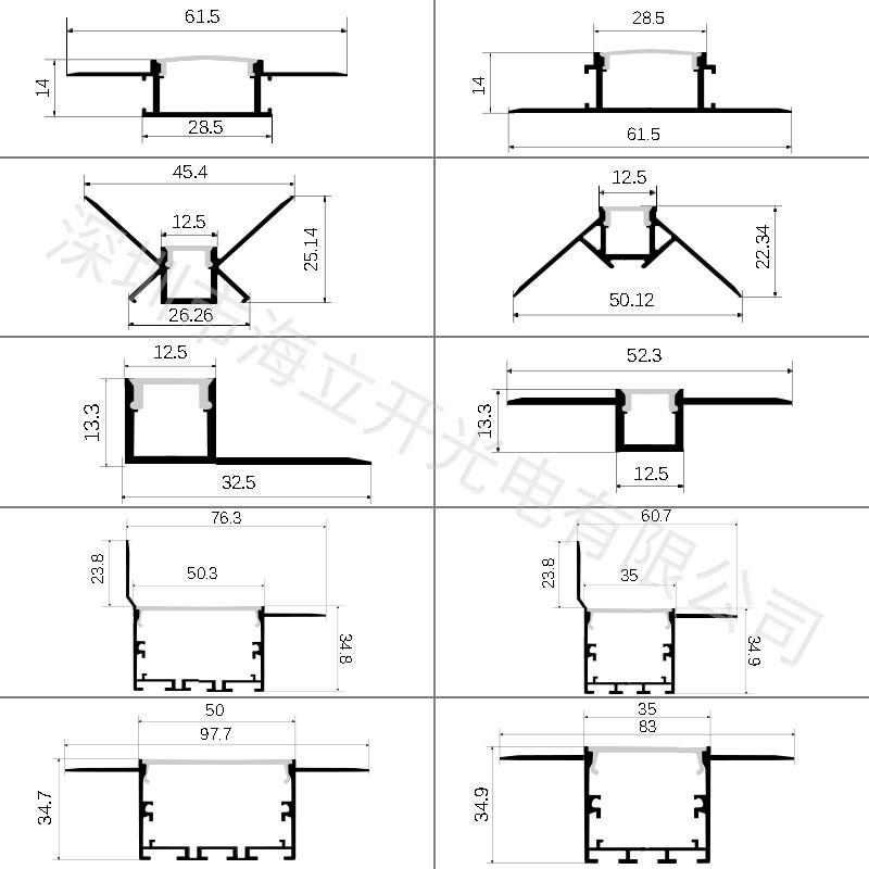 创意花边LED线条灯 吊顶墙壁装饰安装明装铝槽灯 V无阴影硬灯条
