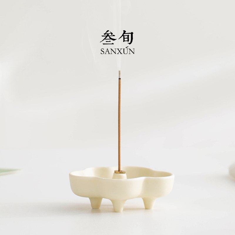 叁旬半刻香插陶瓷家用室内檀香线香插茶具茶桌装饰品高级感小摆件
