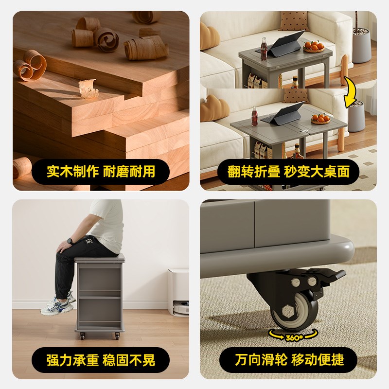 小桌子可折叠实木家用客厅餐桌四方桌简易可移动便携打掼蛋专用桌