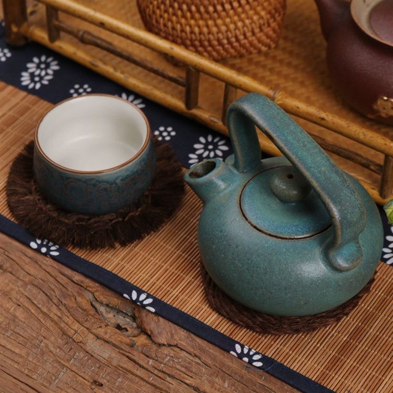 创意鬃毛杯垫 特色棕垫茶具养壶垫 棕毛编织隔热垫茶道配件餐垫子