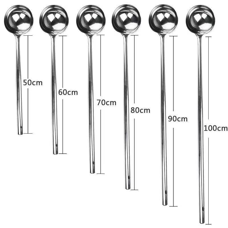 不锈钢长柄炒勺菜勺子加长把饭店食堂汤勺商用勺大舀瓢锅铲
