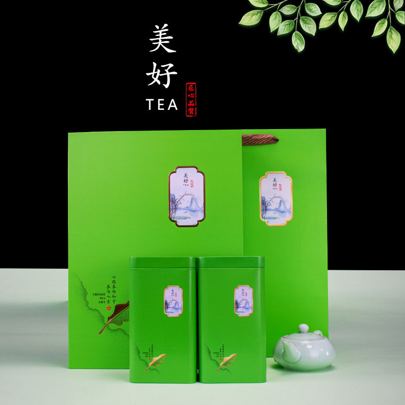 绿茶茶叶包装盒空礼盒一斤装毛尖龙井高档礼盒装茶叶罐子通用定制
