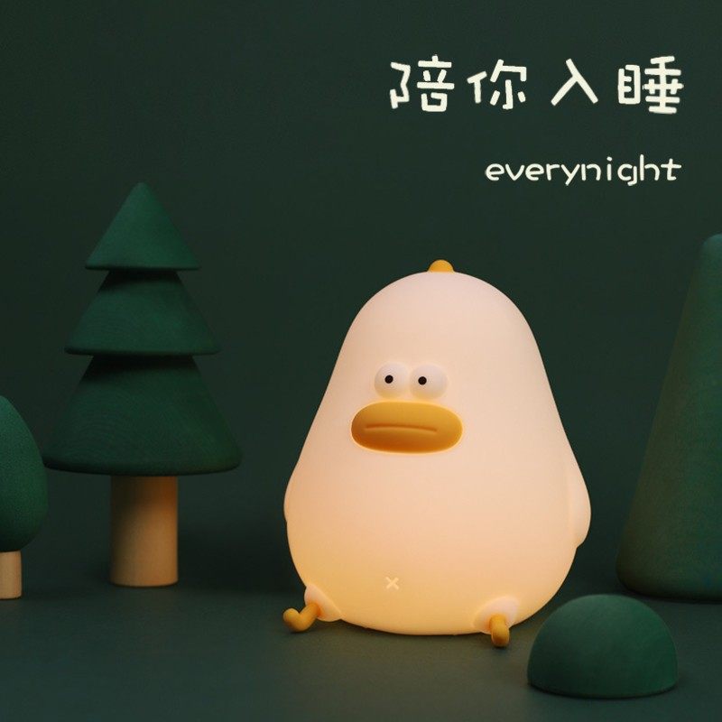 小肥鸡小夜灯延时光灯软硅胶拍拍灯卧室卡通床头灯起夜喂奶伴睡灯