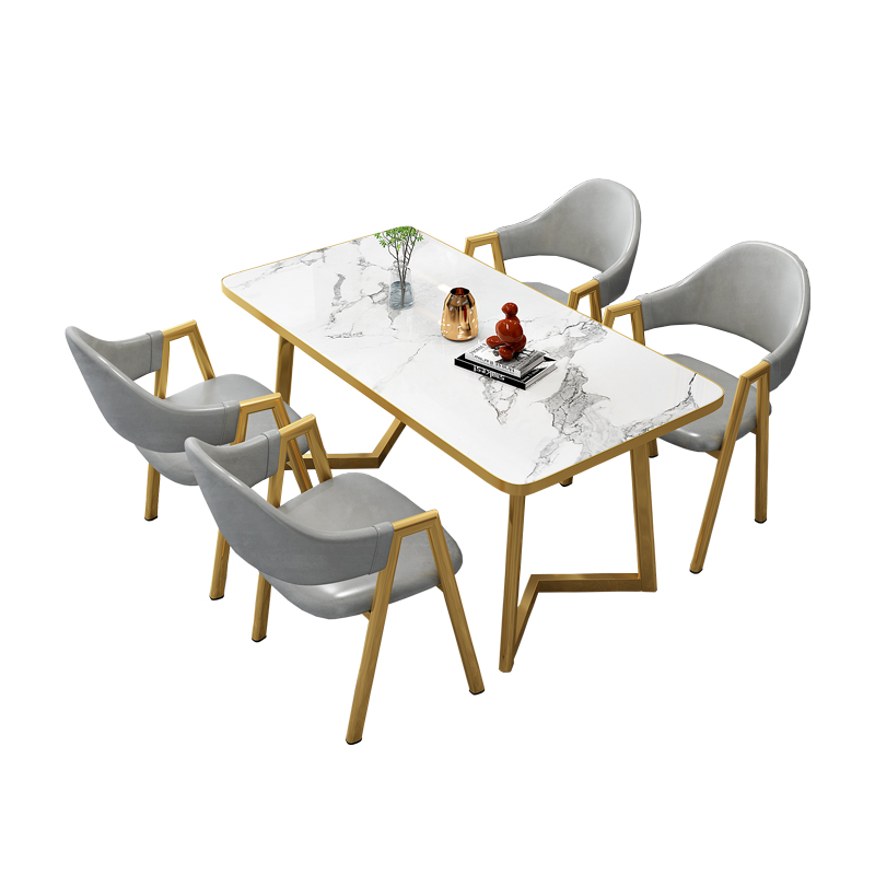 现代家用长方形餐桌子咖啡奶茶店桌椅简约接待休闲会议洽谈桌