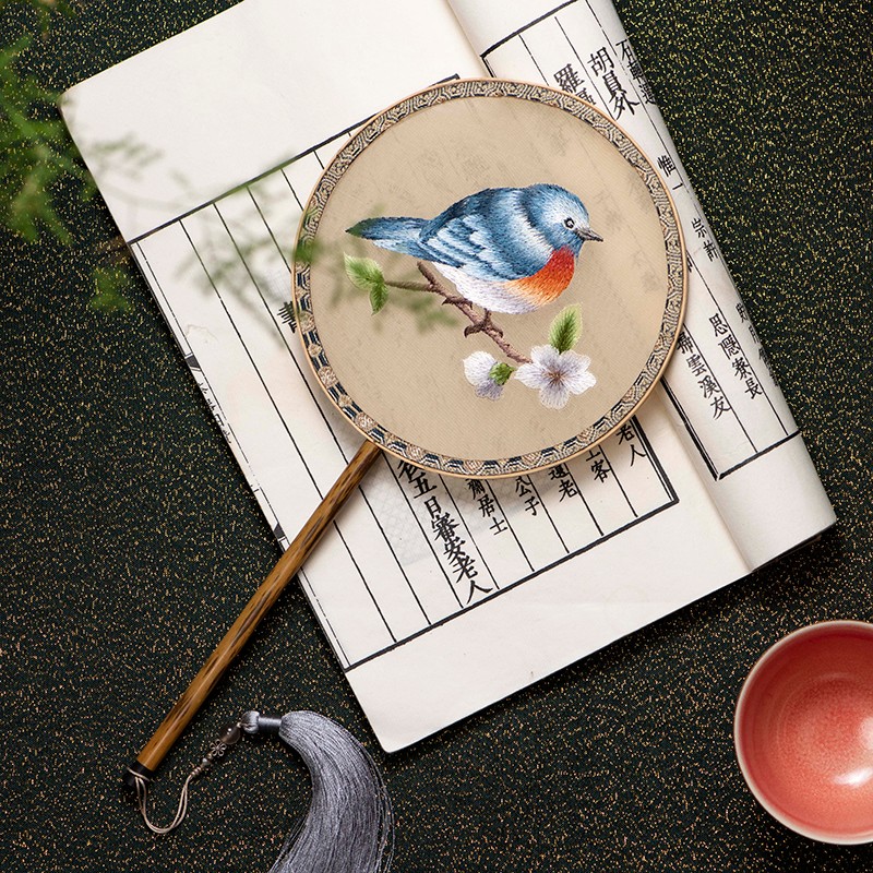 筛月苏州刺绣小圆扇2021年夏季手工古装汉服古风儿童团扇苏绣扇子