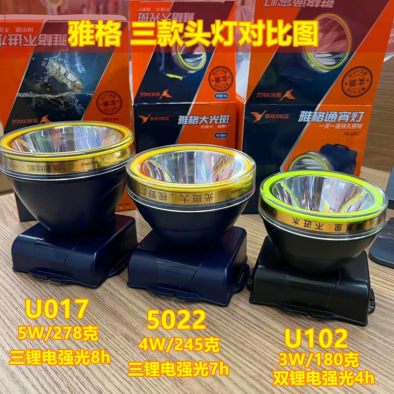 雅格头灯led双电池通宵长续航充电强光远射夜钓头戴雅格大号头灯