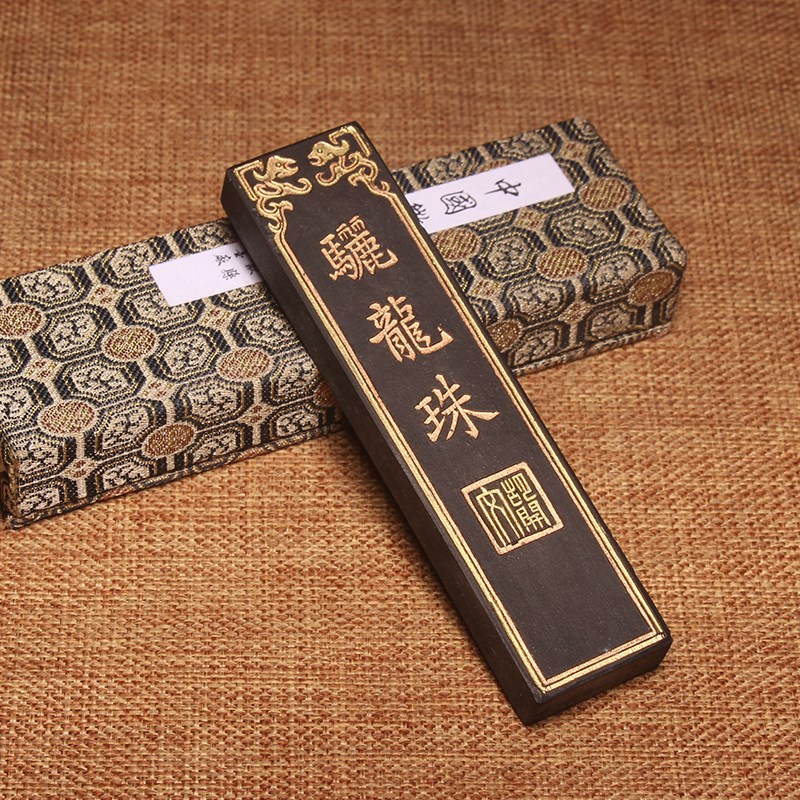 徽歙老胡开文墨厂徽墨  骊龙珠古法一两超漆烟油烟墨条墨锭墨块徽