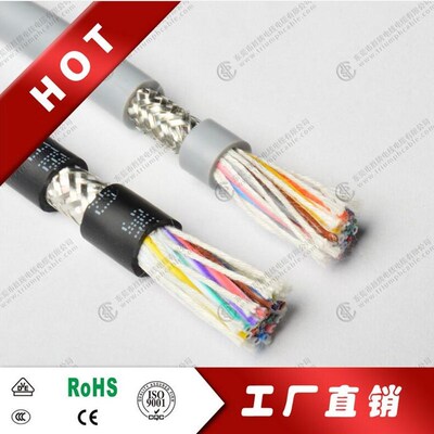 高柔屏蔽拖链线2464-24AWG 20/22/25/28/30/32/35/40芯*0.2平方