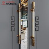 定制工艺头青古铜色玻璃大门把手汉白玉石色拉丝金色实木大门拉手