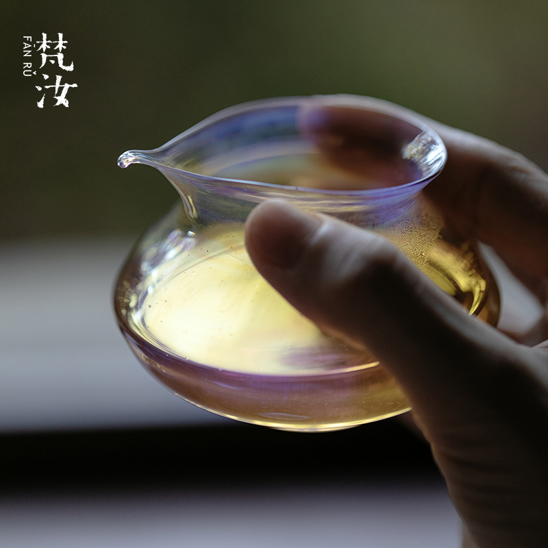 水晶玻璃 高硼硅玻璃熏银工艺茶海色彩飞鸟公道杯百搭分茶器