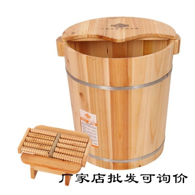 藏奥奥堂40cm高洗脚木桶足三里泡脚桶足疗盆实木过小腿深桶带盖