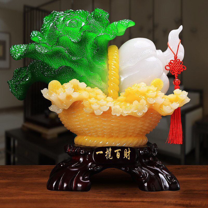 新款创意一揽百财白菜树脂摆件家居公司商务送礼工艺礼品乔迁开业
