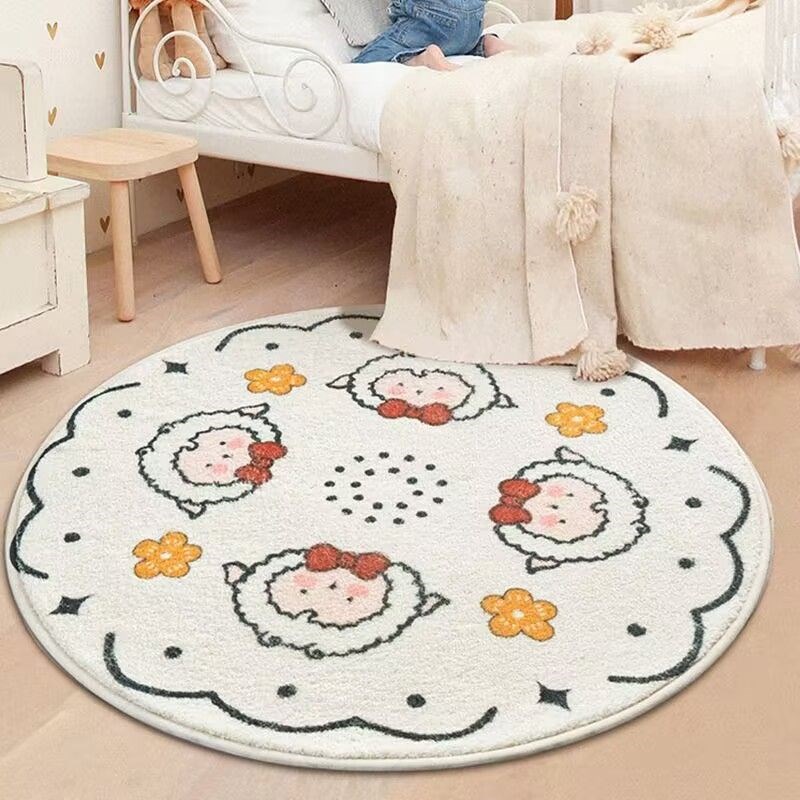 可爱粉色卡通地毯公主卧室超萌加厚圆毯家用客厅沙发茶几垫易打理